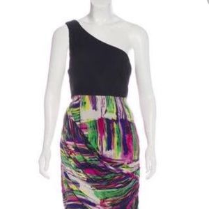 Alice and Olivia one shoulder silk dress